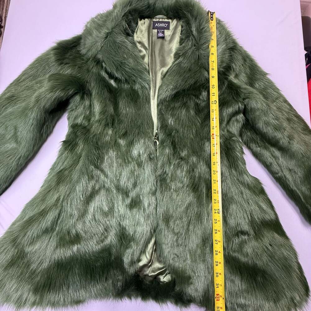Ashro Madelyn Olive Green Faux Fur Coat - Picture 9 of 12